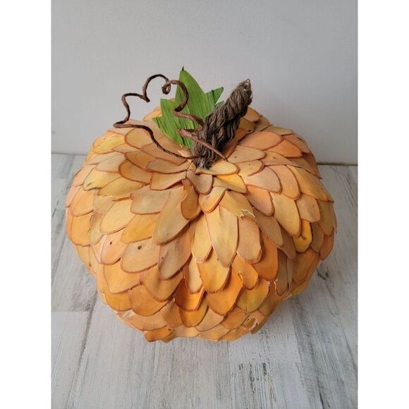 pumpkin large fall thanksgiving centerpiece Wood Halloween decor abstract - Picture 2 of 13